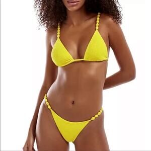 VIX Firenze Beaded Bikini Bottom Yellow XS